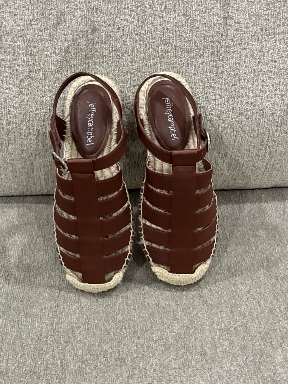 Jeffrey Campbell Brown Strappy Leather Espadrille Sandals